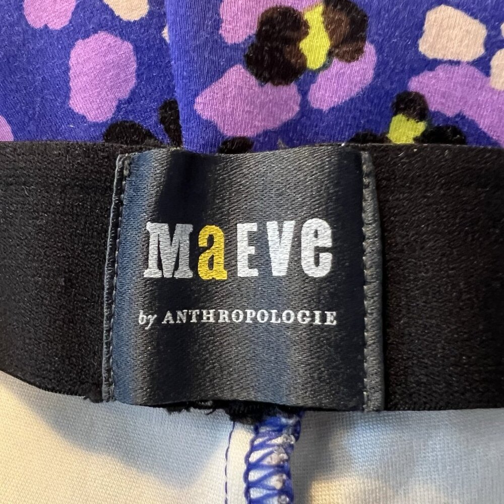 Maeve Anthropologie The Margot Flare Crop Pants Large Sz Purple Stretch Pull On - Picture 4 of 10